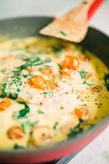 Salmon Pasta with Alfredo Sauce and Vegetables