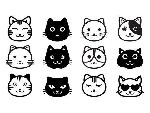 cat head icon. cat icon black on white background. cat icon simple and modern for app, illustration.