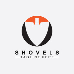 Shovel logo vector icon symbol illustration design.Shovel icon isolated on white background. Gardening tool. Tool for horticulture ,agriculture ,farming. Vector Illustration