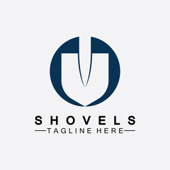 Shovel logo vector icon symbol illustration design.Shovel icon isolated on white background. Gardening tool. Tool for horticulture ,agriculture ,farming. Vector Illustration
