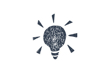 Light Bulb Icon Hand Drawn Doodle isolated on White Background. Ideas Logo Concept. Flat Vector Illustration Design Template Elements for Business and Technology Resources.