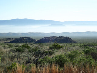 Obraz premium Distant mountains with a layer of morning mist