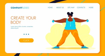 Athlete woman. Weightlift BodyBuilding Character Design for Landing Page. Workout Training Lifestyle Website Concept.