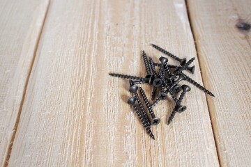 screws on wood table