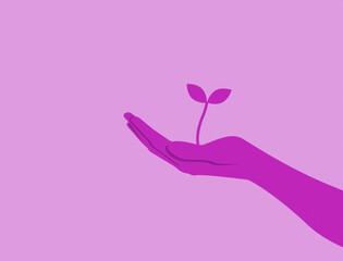 mano, palmo, pianta, germoglio