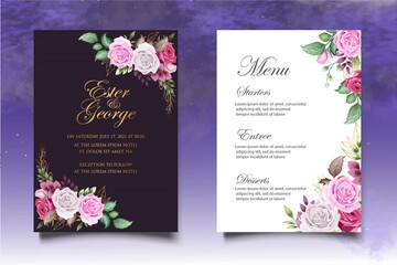 Luxury floral wedding invitation template