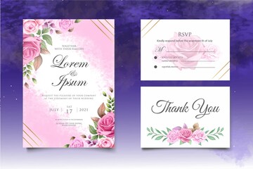 Beautiful floral wedding invitation template