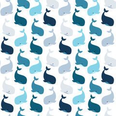 Fototapeta na wymiar Seamless pattern with whales. Creative hand drawn texture for fabric, wrapping, textile, wallpaper, apparel. Vector illustration stock illustration. Pattern, Backgrounds, Elegance, Abstract, Animal
