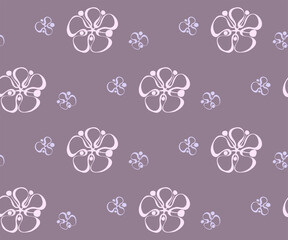 Twigs and flowers seamless pattern ornament. Vector pattern. Vector ornamental hand drawing decorative background.