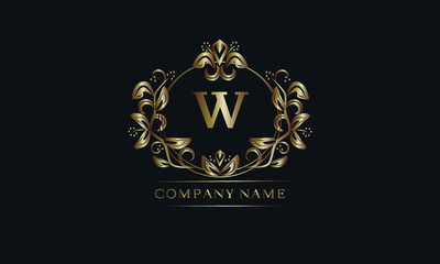 Vintage bronze logo with the letter W. Elegant monogram, business sign, identity for a hotel, restaurant, jewelry.