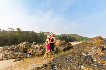 Couple in Quan Lan island Halong Vietnam