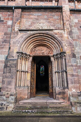 Fototapeta premium Gothic Church of Saint George (Eglise Saint-Georges de Selestat, from 1230). Originally dedicated to Blessed Virgin Mary, church named after Saint George since 1500. Selestat, Alsace, France.