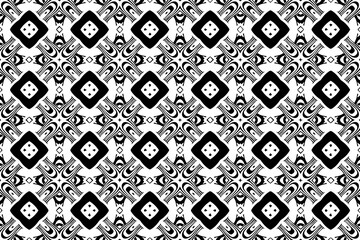 Geometric black and white background. Abstract ethnic motif in the style of the peoples of India with doodling elements. Template for presentations, coloring books, wallpapers.