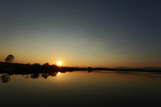 Timelapse of sunset and dusk on the Vrana Lake, Croatia