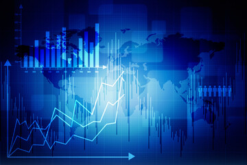 2d rendering Stock market online business concept. business Graph 