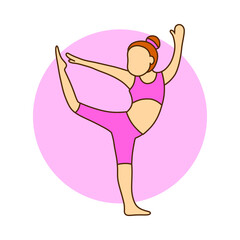 Female Health Mascot Vector Illustration. Woman Workout Activity Logo. Yoga Sport Icon Cartoon