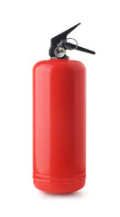 Side view of red fire extinguisher