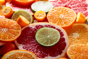 Naklejka na ściany i meble Close up of citrus fruits.
