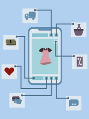 vector illustration of online marketplace on smartphone