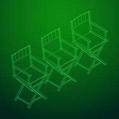 Director movie workplace chair. Wireframe low poly mesh