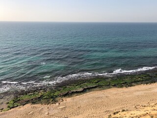 Israel view of the Mediterranean Sea from the top of the cliff