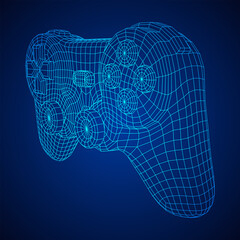 Game controller or gamepad for videogames. Wireframe low poly mesh © newb1