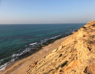 Israel view of the Mediterranean Sea from the top of the cliff