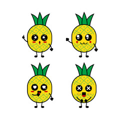 Illustration vector graphic of cute smilling pineapple. Good For Fruit Product.etc