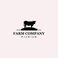 farm company with cow logo design vector