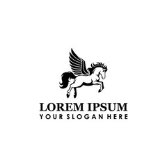 unicorn horse with wing logo design vector isolated