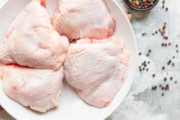 chicken thigh meat poultry legs healthy meal top view copy space for text food background rustic image keto or paleo diet