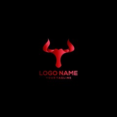 abstract bull bufalo logo design isolated on black background
