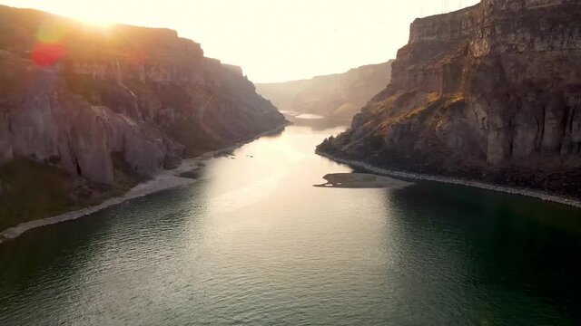 Aerial shot of the beautiful Shoshone Falls on the Snake River in Twin Falls Idaho