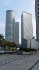 The Azrieli Center Tel Aviv consists of three towers: Circular Tower, Triangular Tower, and Square Tower. The Circular Tower is the highest one (187m), and on the top floor, there is an observatory. 