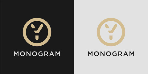 Monogram logo design letter y with creative circle concept