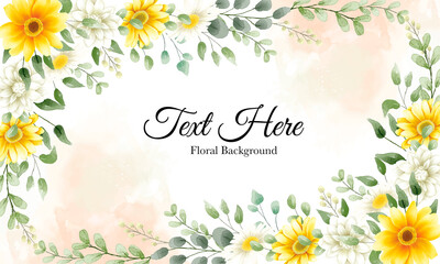 Beautiful hand drawn watercolor flowers background