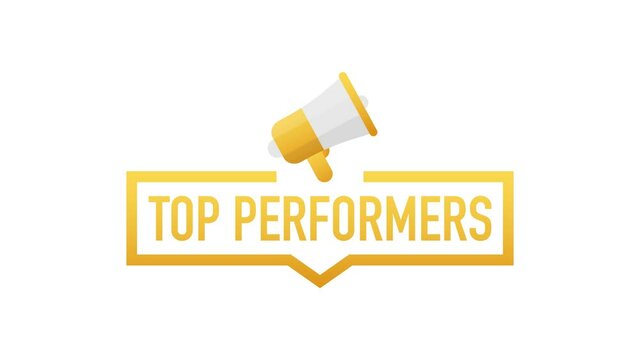 Top Performers. Badge, icon, stamp, logo. Motion graphics.