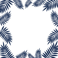Template for a banner with a fern. Leaf frame vector illustration. Background from tropical leaves.
