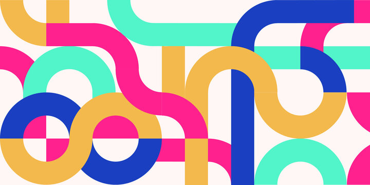 Fototapeta Geometry minimalistic artwork with simple shape and figure vector illustration. Abstract pattern design in Scandinavian style for web banner branding package wallpaper