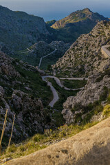 Twisting road of Sa Calobra in the Sierra de Tramuntana. Palma de Mallorca, Spain