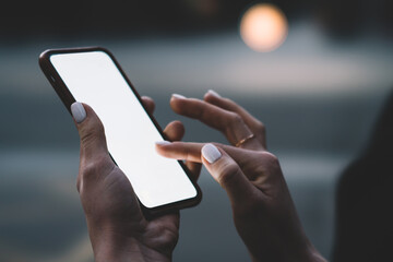Female hands with mobile phone