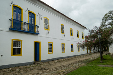 Streets and houses of historical center in Paraty, Rio de Janeiro, Brazil. Paraty is colonil city listed Unesco