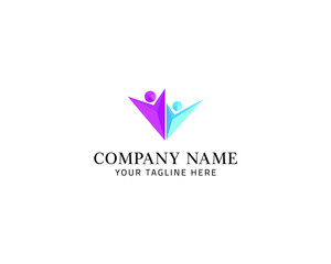 Abstract people logo design. Healthcare, hope, family, help, teamwork,  winner, support, creative  icon with modern gradient man and woman color