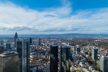 Fototapeta na wymiar Bankenbezirk Frankfurt am Main von oben