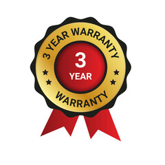 3 year warranty badge, label illustration, Extended warranty Guarantee Brand, emblem, label, logo