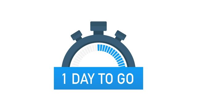 One day to go. Time icon. illustration on white background. Motion graphics.