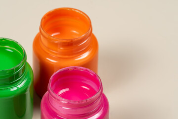 open gouache paint glass opened with copy space