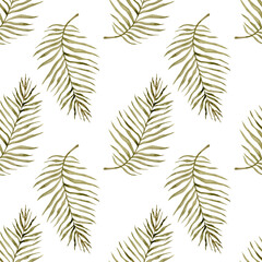 Tropical vector dry palm leaves seamless pattern, watercolor design boho background for wedding, textile print, exotic tropical wallpaper texture, cover, backdrop, decoration