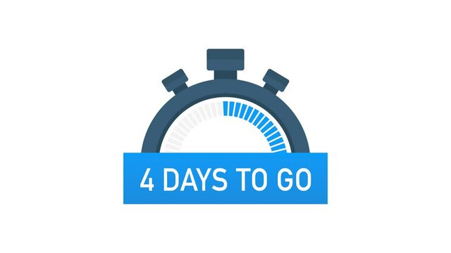 Four days to go. Time icon. illustration on white background. Motion graphics.