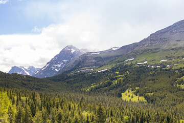 Glacier National Park, snow-capped mountain range
